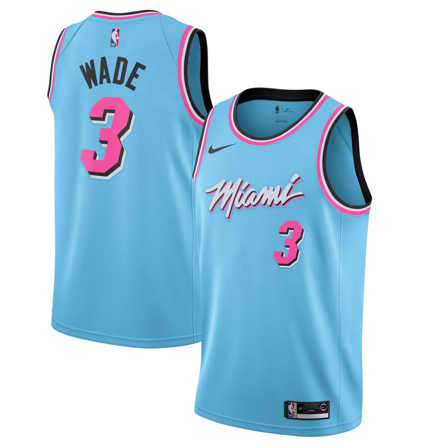 Men's Miami Heat #3 Dwyane Wade Blue 2019 City Edition Stitched NBA Jersey